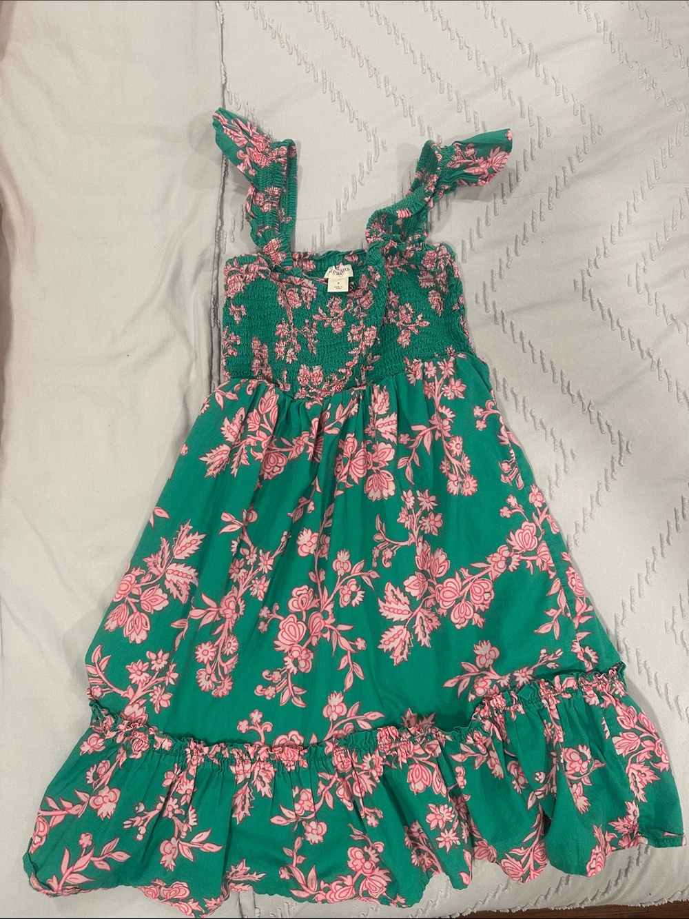 Crewcuts Green/pink Sundress with Pink Floral Print